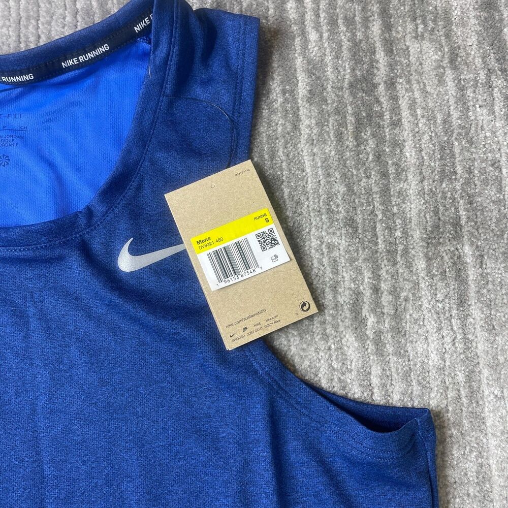 Nike Running Tank Top Shirt Mens Small Midnight Navy Blue Miler Dri-fit Gym - Picture 4 of 9